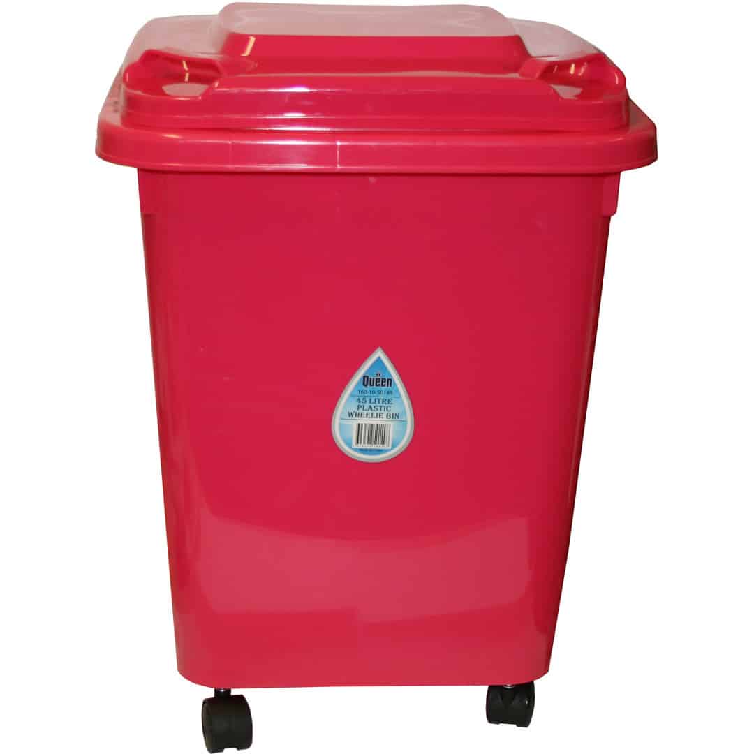 pink plastic toy bin